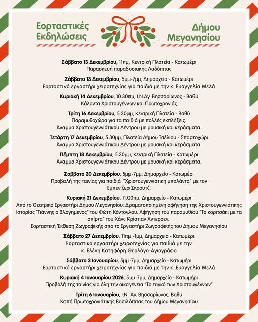 Εορταστικές εκδηλώσεις δήμου Μεγανησίου