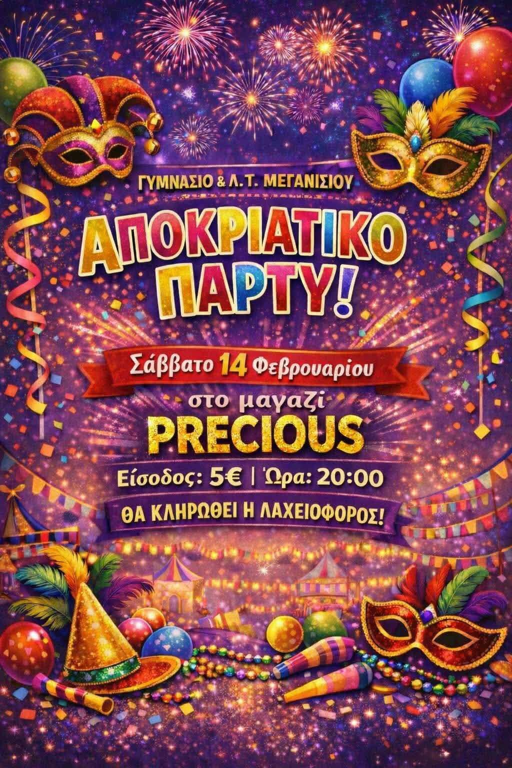 Αποκριάτικο πάρτι Γυμνασίου-Λυκείου το Σάββατο