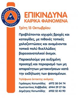 Ανακοίνωση δήμου Μεγανησίου για καιρικά φαινόμενα